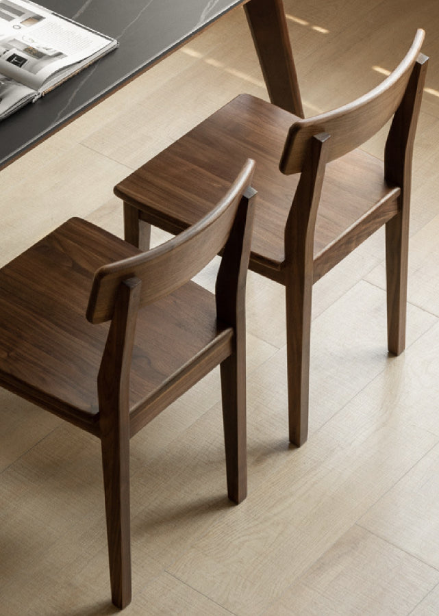 Squarish Solid Dark Walnut Chair
