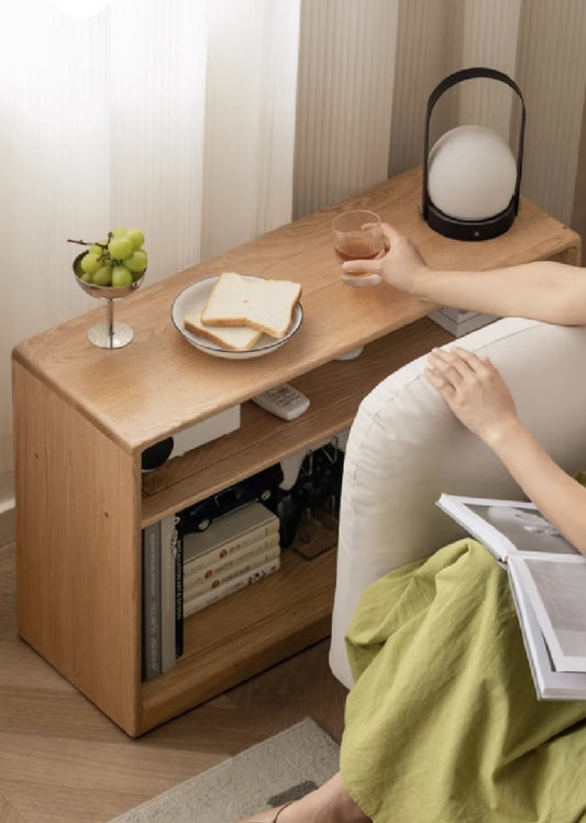 Compact Open Solid Wood Sideboard with Wheels