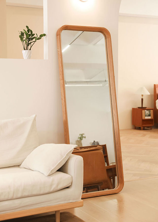 Classic Rounded Solid Cherry Wood Mirror