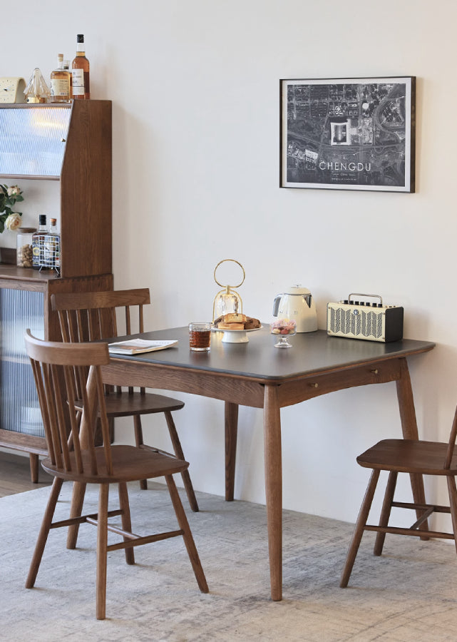 Lex Square Solid Wood and Sintered Stone Table