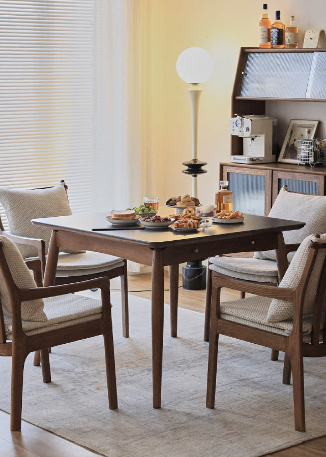 Lex Square Solid Wood and Sintered Stone Table
