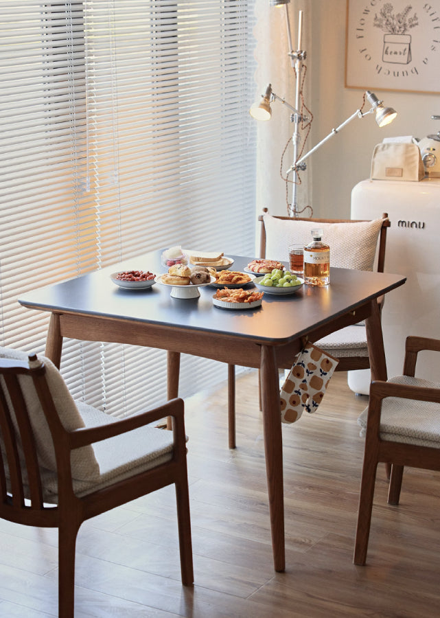 Lex Square Solid Wood and Sintered Stone Table