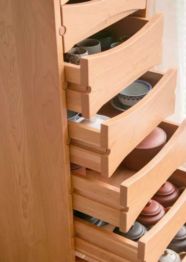 Solid Wood Tall Drawer Chest with Wheels
