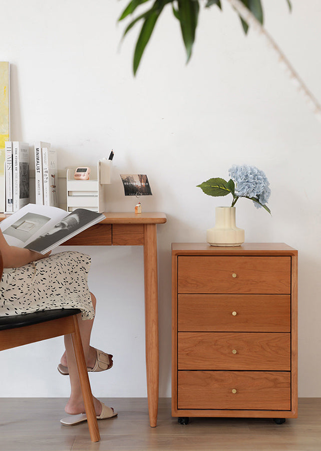 Duo Solid Cherry Wood Table, with drawer chest