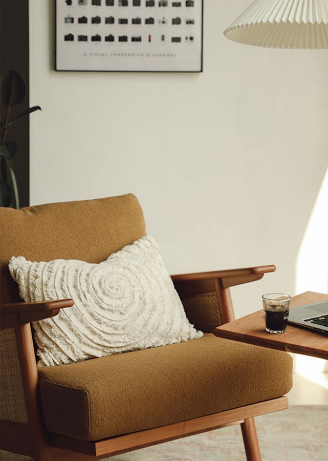 Chlidi Solid Ash (Cherry colour) and Rattan Sofa, close up