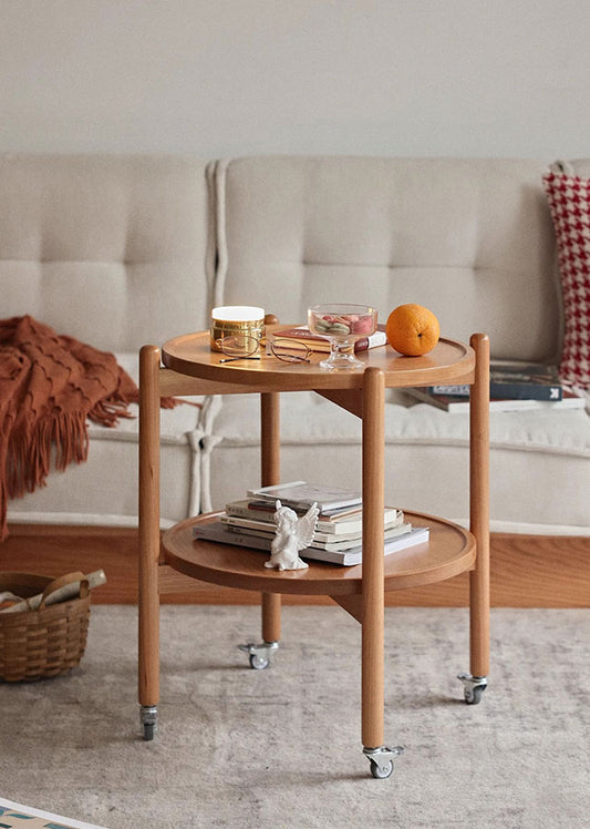 Roda Solid Wood Round Table with Wheels