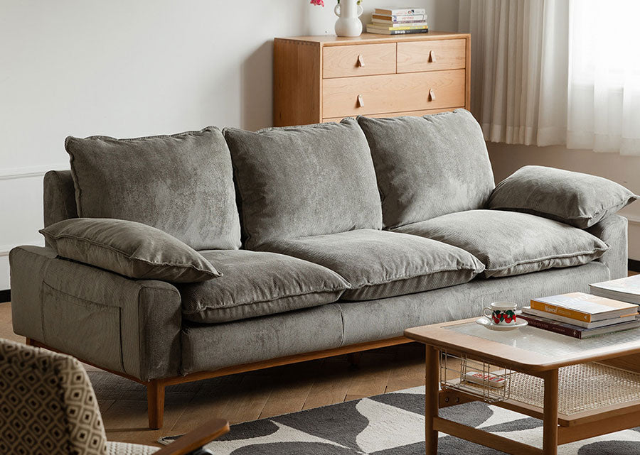 Soleil Solid Wood Sofa (Customisable Colour)