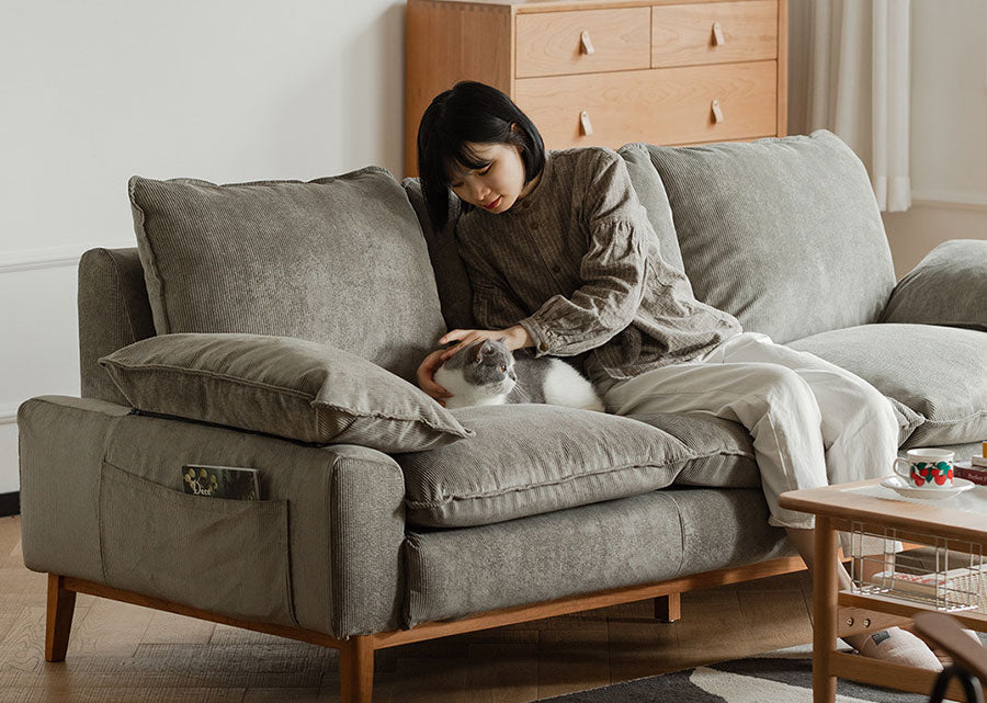 Soleil Solid Wood Sofa (Customisable Colour)