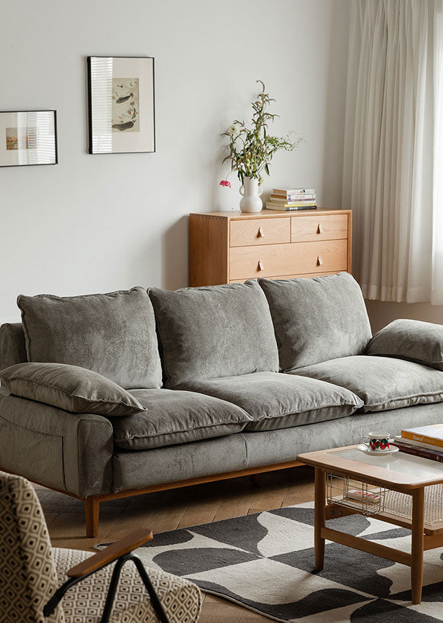 Soleil Solid Wood Sofa (Customisable Colour)