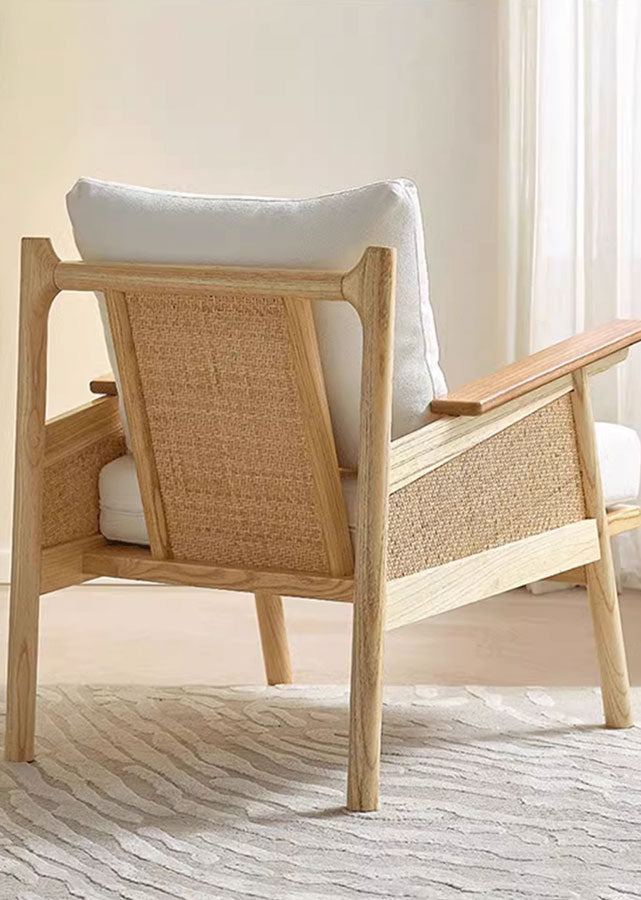 Chlidi Solid Ash (Natural colour) and Rattan Sofa, back view