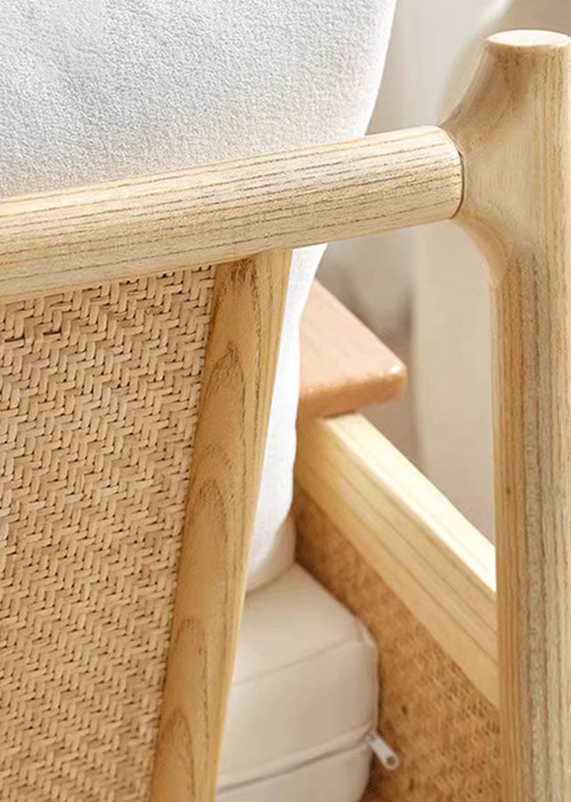 Chlidi Solid Ash (Natural colour) and Rattan Sofa, close up