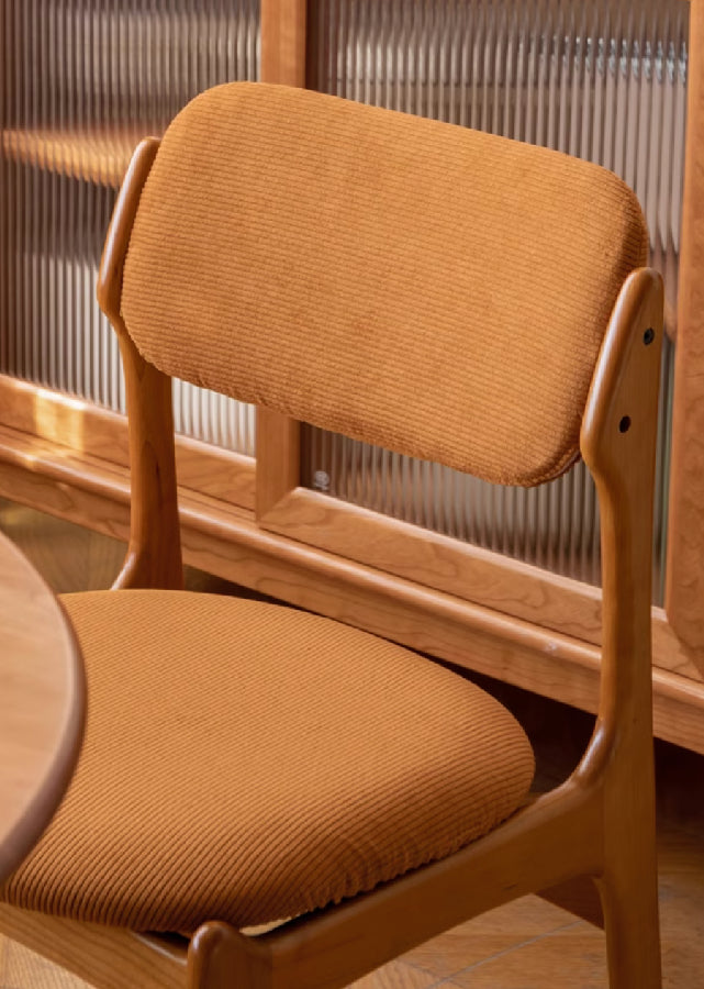 Solid Wood Chair with Detachable Corduroy Cover