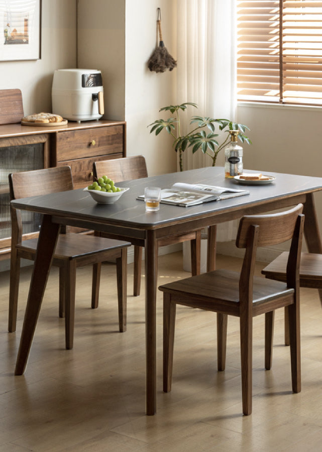 Squarish Solid Dark Walnut Chair