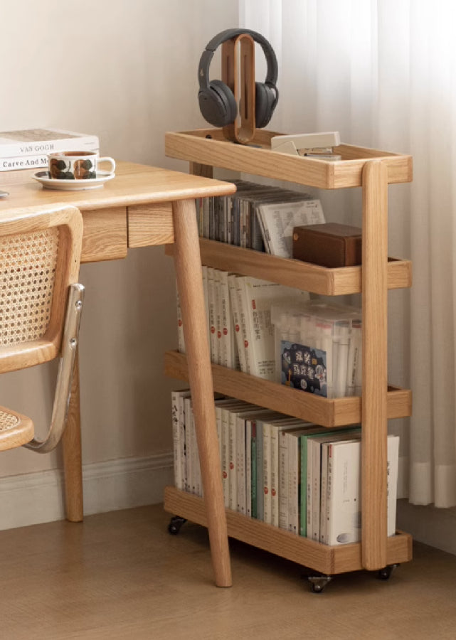 Compact Narrow Solid Wood Trolley