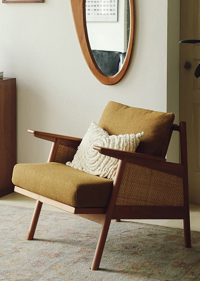 Chlidi Solid Ash (Cherry colour) and Rattan Sofa