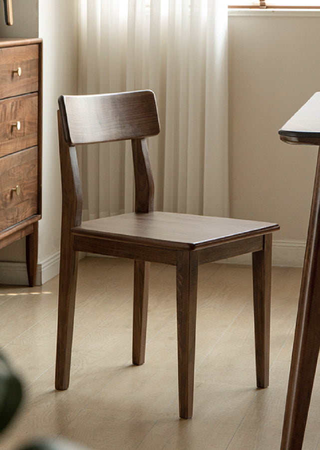 Squarish Solid Dark Walnut Chair
