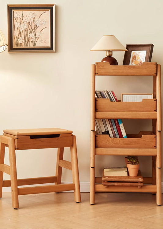 Stackable Solid Wood Stool Storage