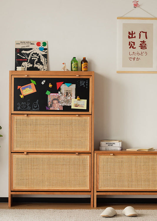 Asto Solid Cherry Wood Ultra Thin Shoe Cabinet