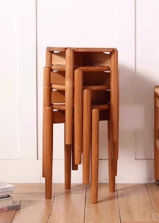 Stackable Solid Wood Round Stool