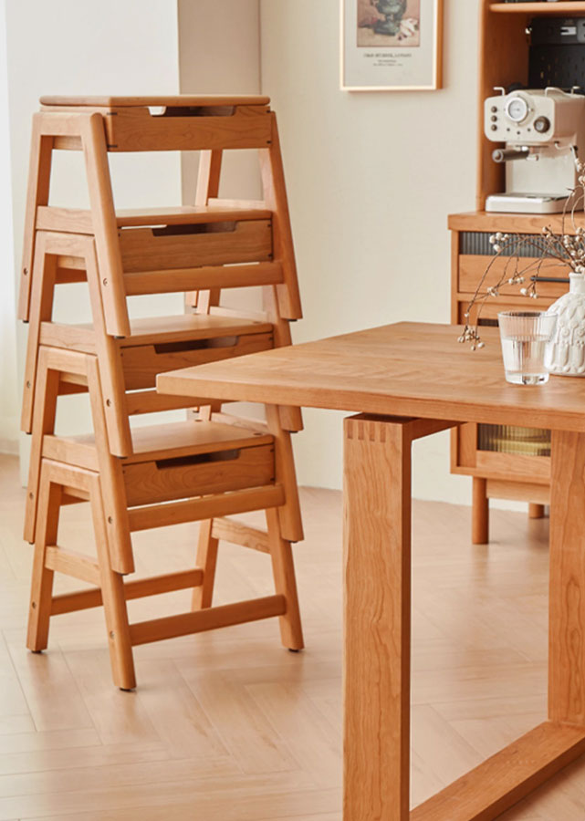 Stackable Solid Wood Stool Storage