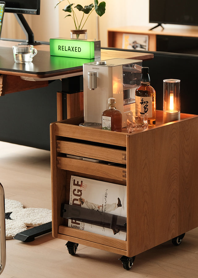 Trolef Solid Wood Storage with Wheels