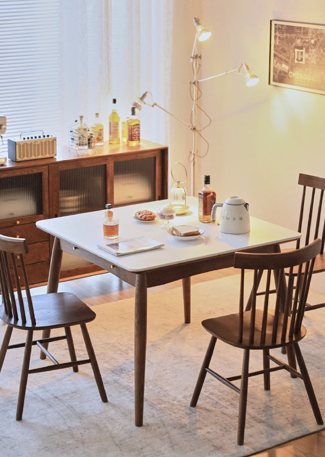 Lex Square Solid Wood and Sintered Stone Table