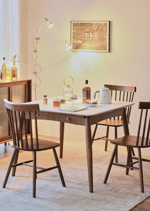 Lex Square Solid Wood and Sintered Stone Table