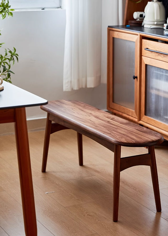 Ronda Rounded Solid Wood Bench with Cushion