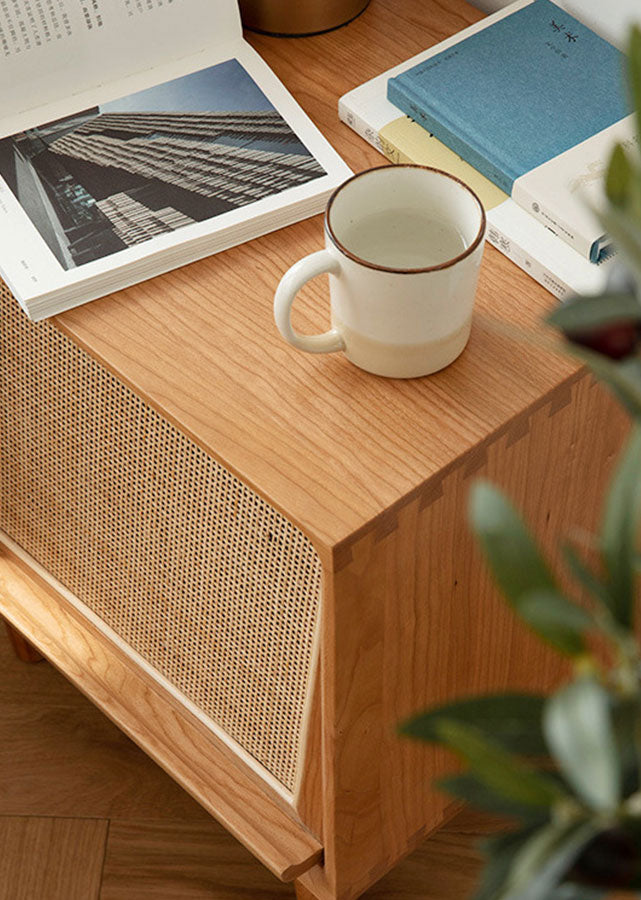 Rattan Solid Wood Nightstand