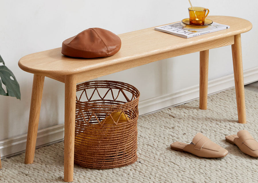 Rounded Solid Wood Bench