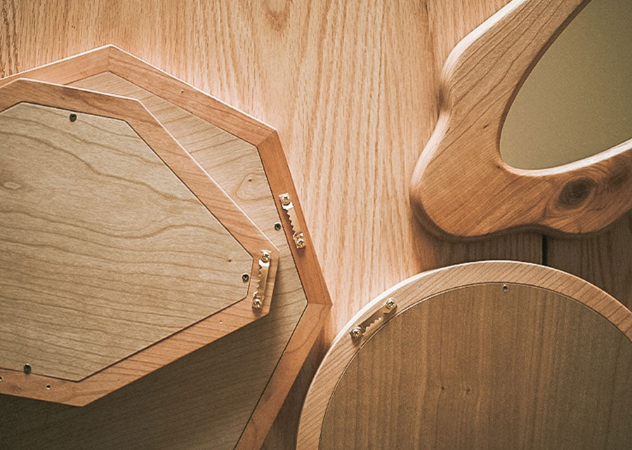 Certa Solid Wood Geometrical Mirror, back view