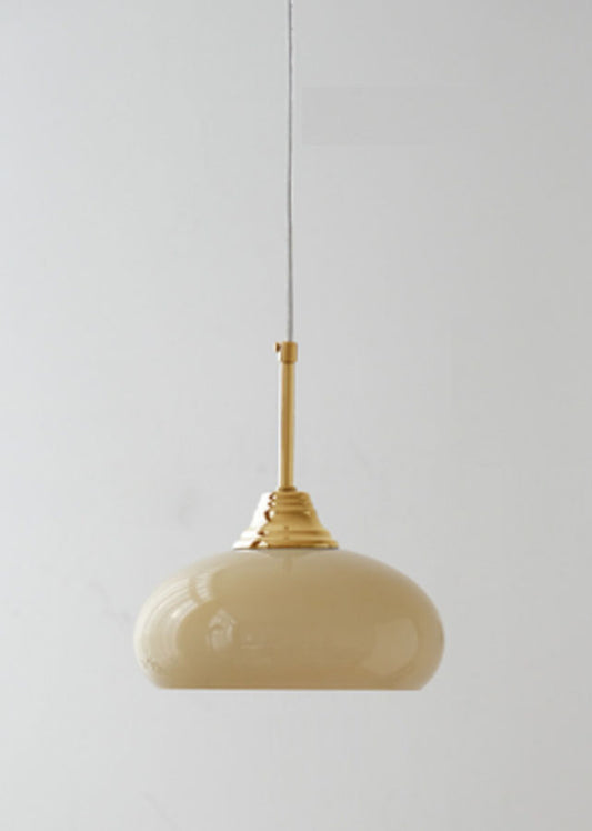 Demi E27 retro and vintage style pendant light, cream lampshade