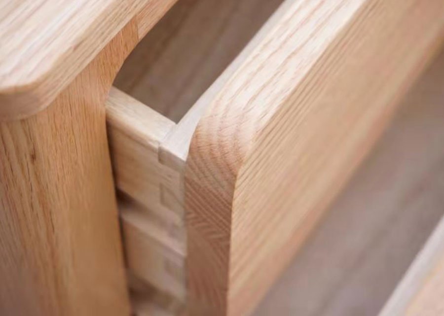 Horizon Solid Oak Shoe Cabinet, close up of drawer
