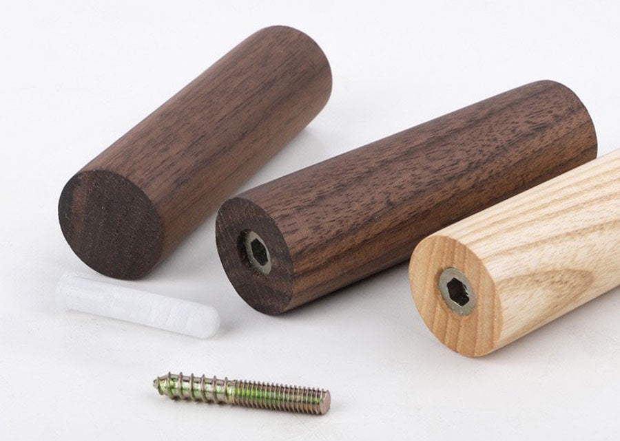 Classic Solid Wood Wall Hook in solid oak and solid dark walnut