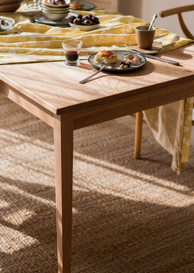 Classic Solid Cherry Wood Dining Table