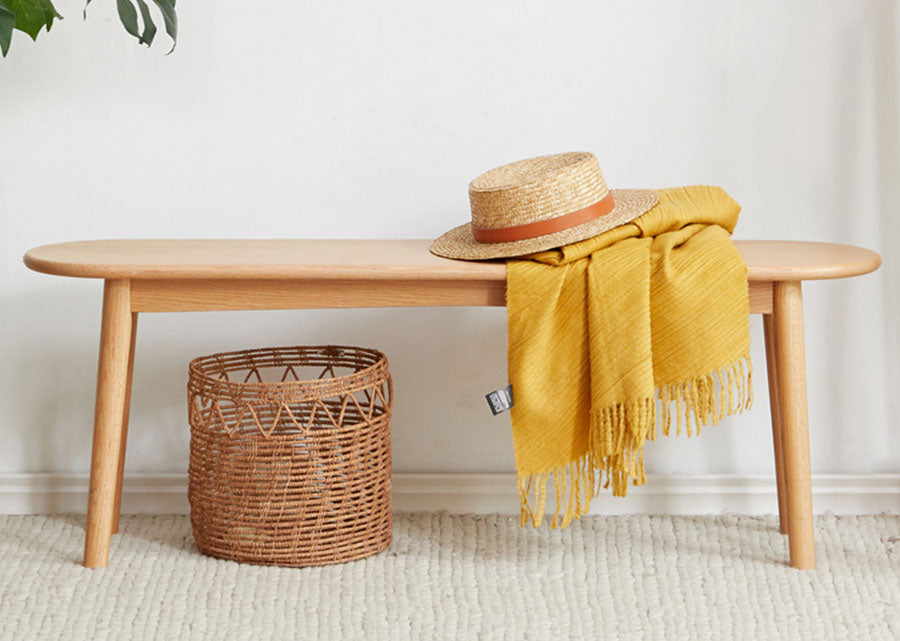 Rounded Solid Wood Bench