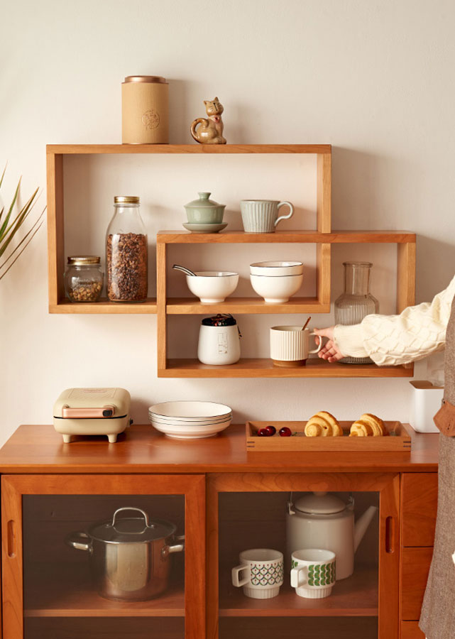 Overlap Solid Wood Wall Shelf