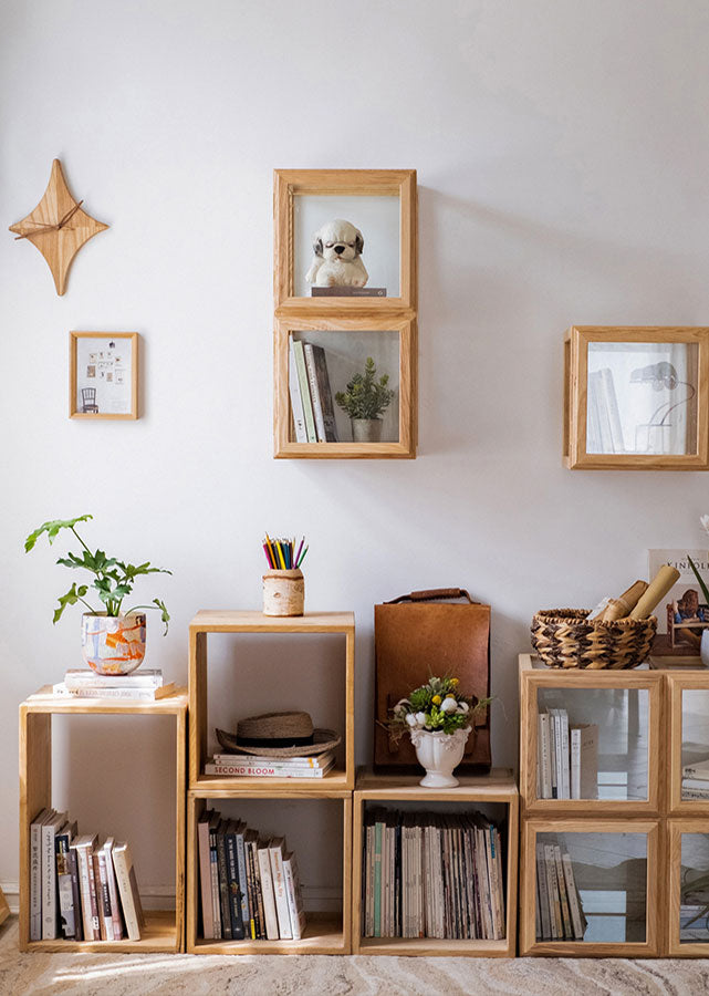 Theama Solid Wood and Glass Display Cabinet