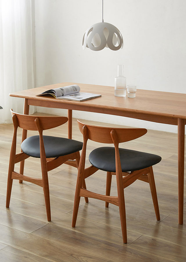 Modern Long Solid Cherry Wood Table