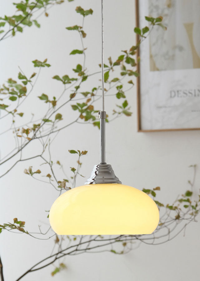 Demi E27 retro and vintage style pendant light, lit up