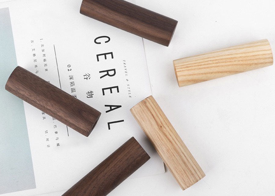 Classic Solid Wood Wall Hook in solid oak and solid dark walnut