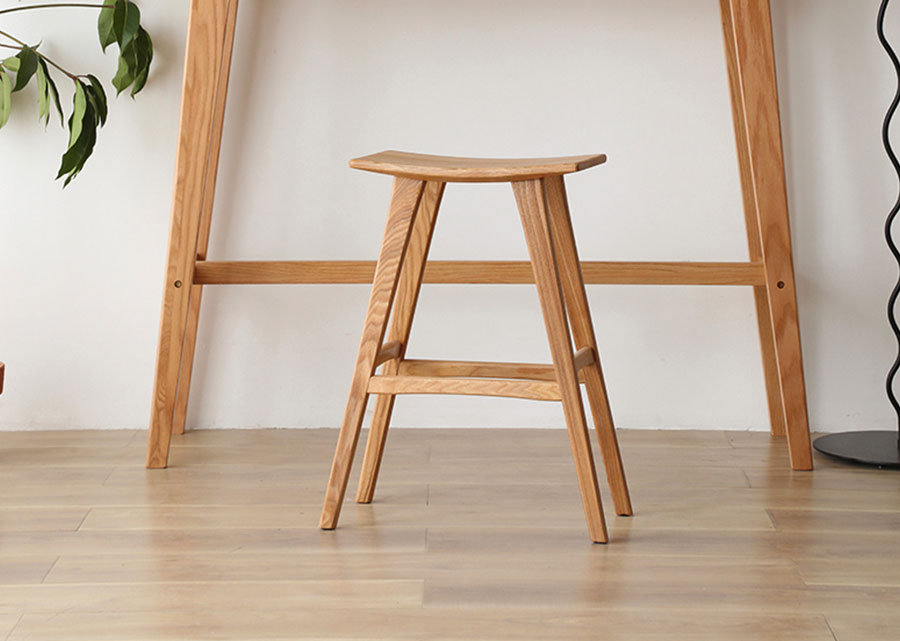 Saddle Solid Wood Barstool