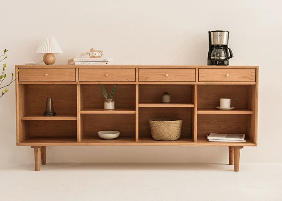 Lujo Solid Wood and Rattan Sideboard