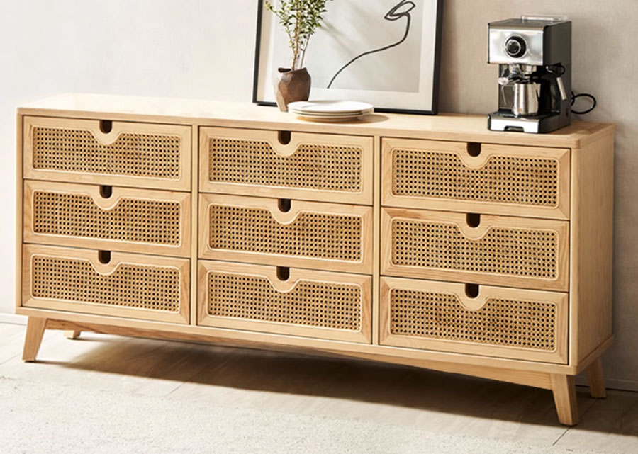 Rotin Solid Wood Drawer Chest