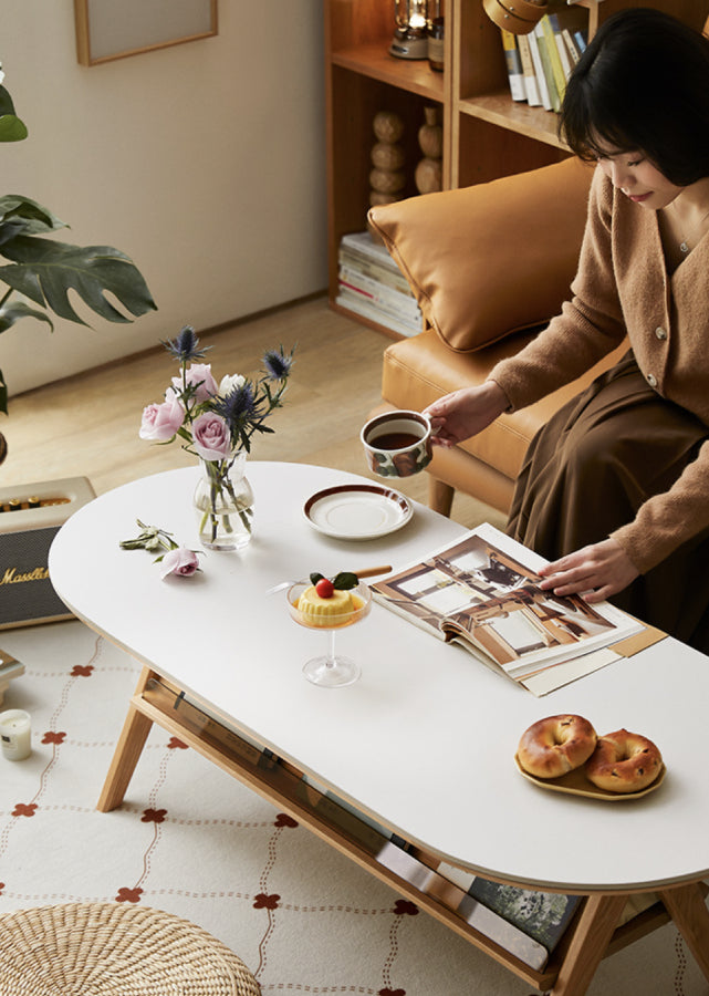 Roca Solid Wood and Sintered Stone Coffee Table