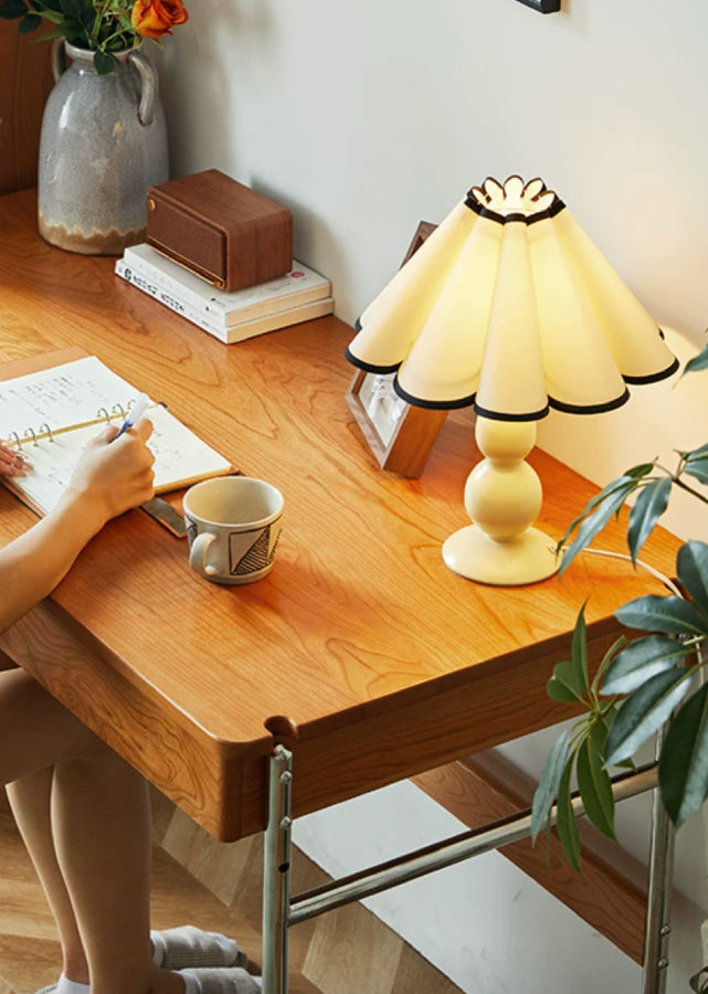 Solid Wood Table with Stainless Steel Legs (Adjustable Height)