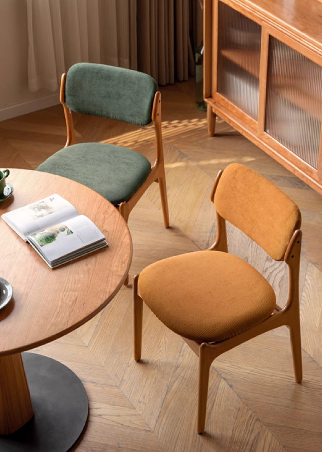 Solid Wood Chair with Detachable Corduroy Cover