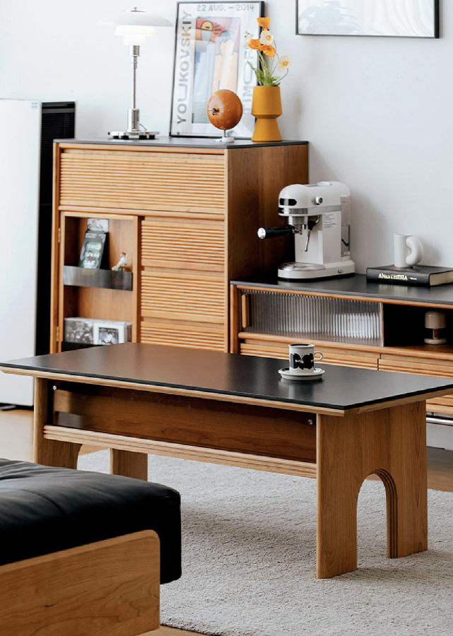 Triomphe Solid Wood and Sintered Stone Coffee Table