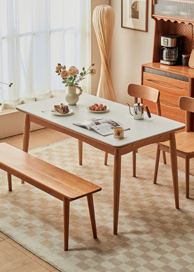 Lex Rectangular Solid Wood and Sintered Stone Table