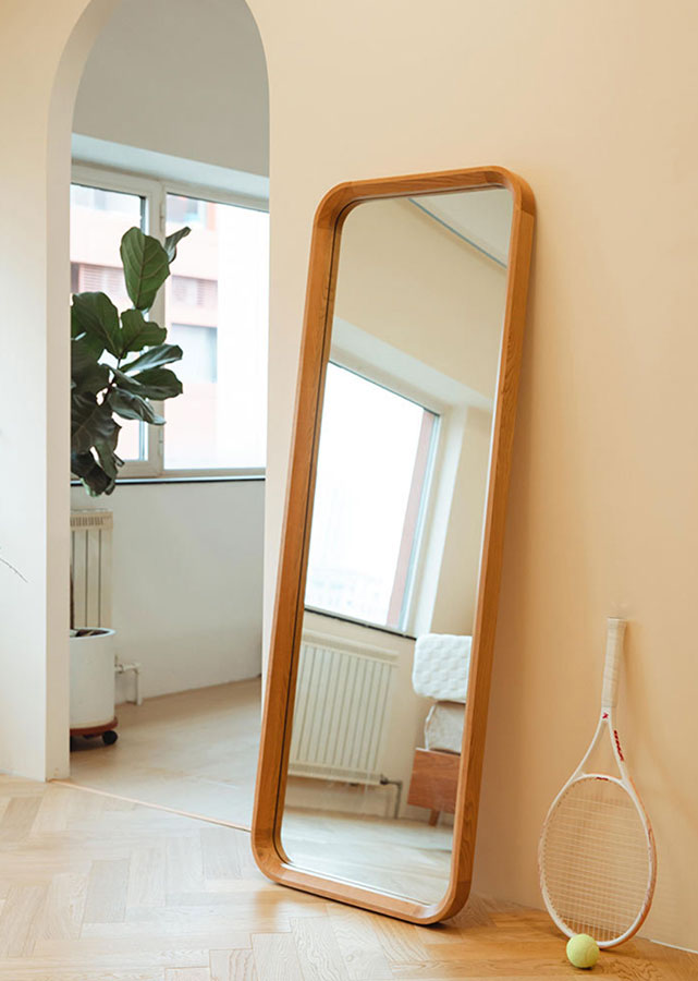 Classic Rounded Solid Cherry Wood Mirror